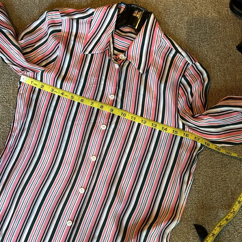 NWOT Etcetera Striped Blouse Pink and Green Size 2 - Picture 13 of 16